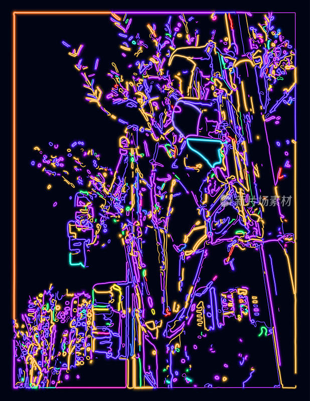 矢量LED光迷幻网络霓虹灯效果城市街道交通信号场景背景