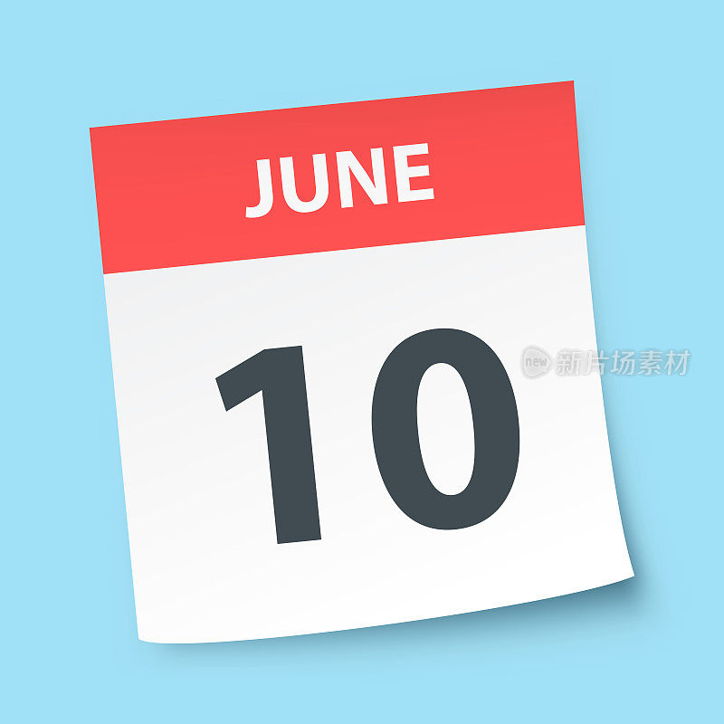 6月10日――蓝色背景的每日日历
