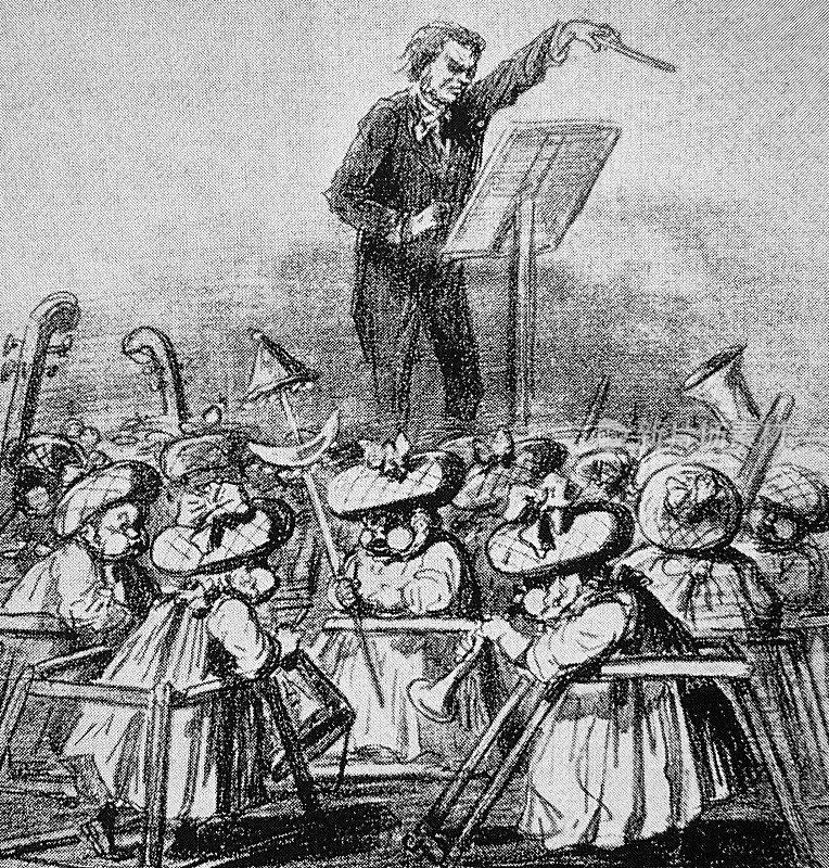 理查德・瓦格纳指挥未来的音乐，漫画，1869年