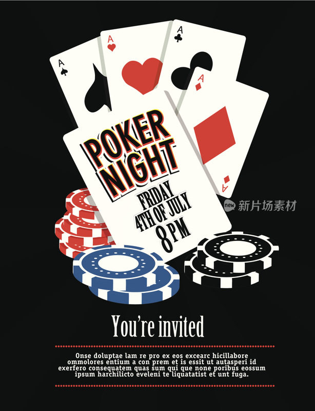 扑克之夜卡牌派对赌场游戏之夜邀请设计模板