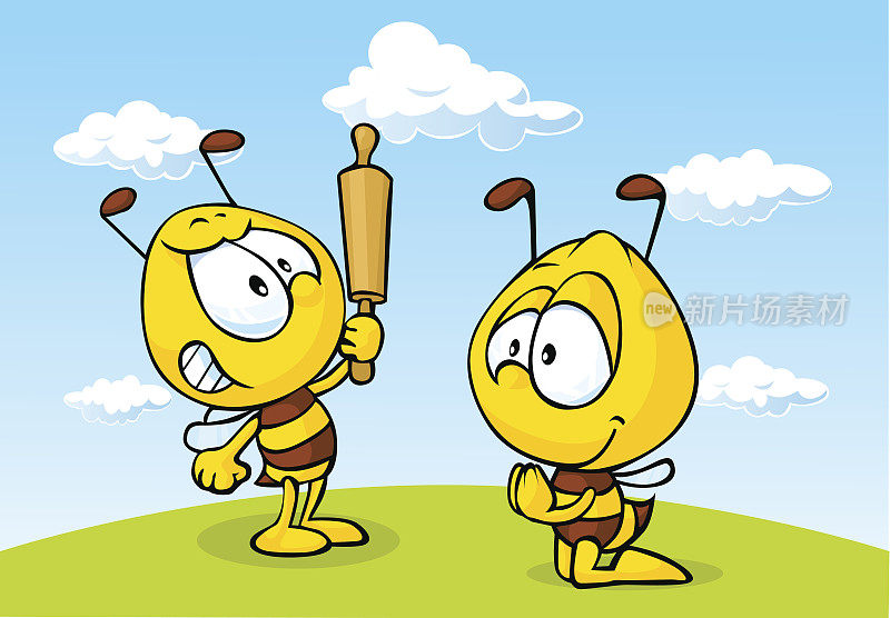 愤怒的蜜蜂-有趣的插图