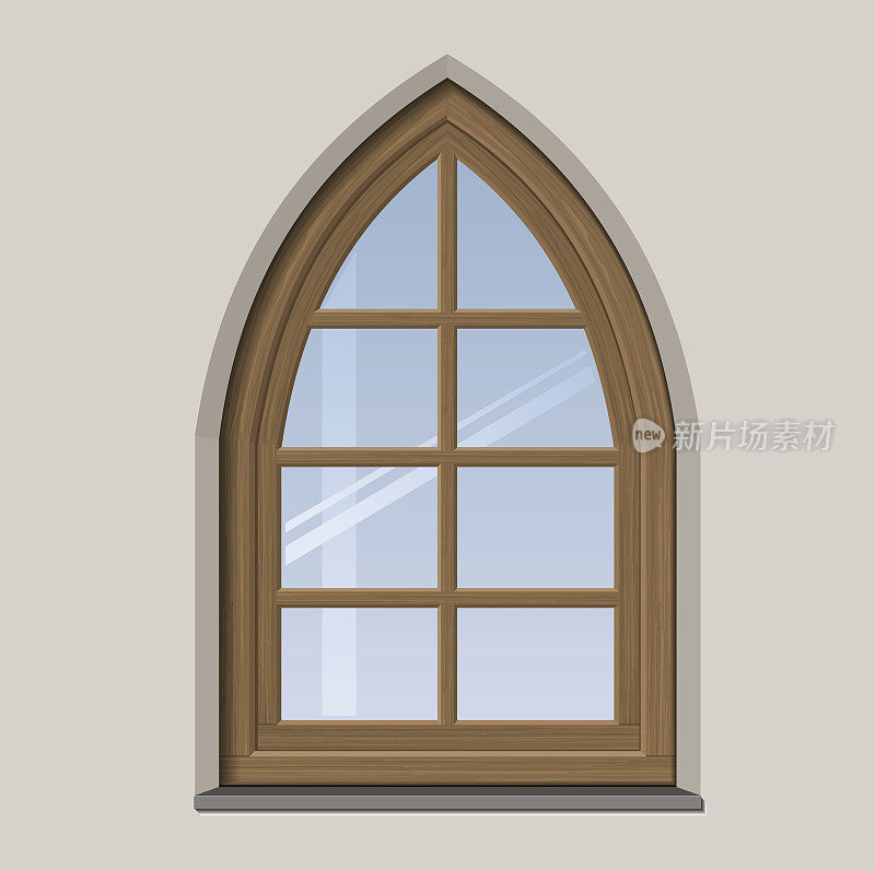拱形木制窗口