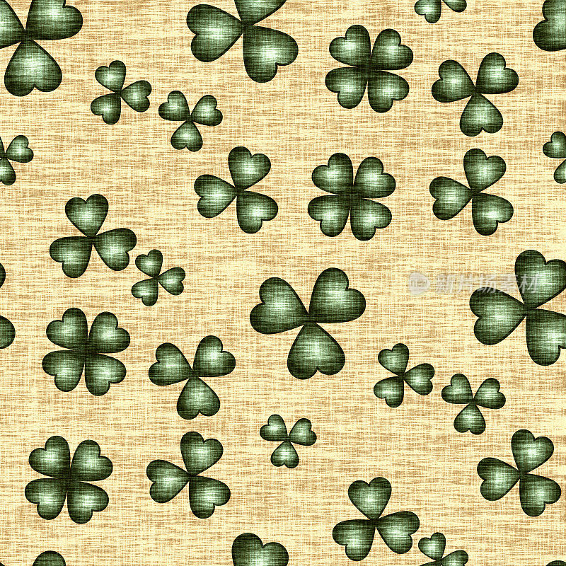 圣帕特里克节的织物背景与三叶草