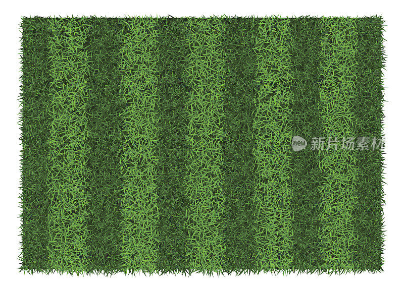 绿草条纹足球场，矢量插图。