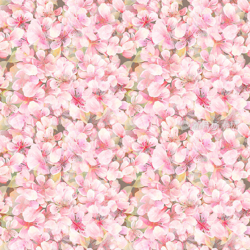 樱花水彩无缝图案