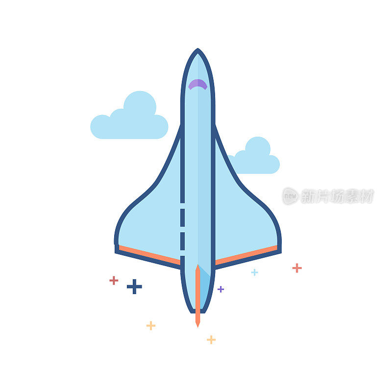 平面颜色图标-超音速飞机
