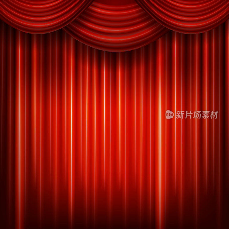剧院里带亮点的红色窗帘