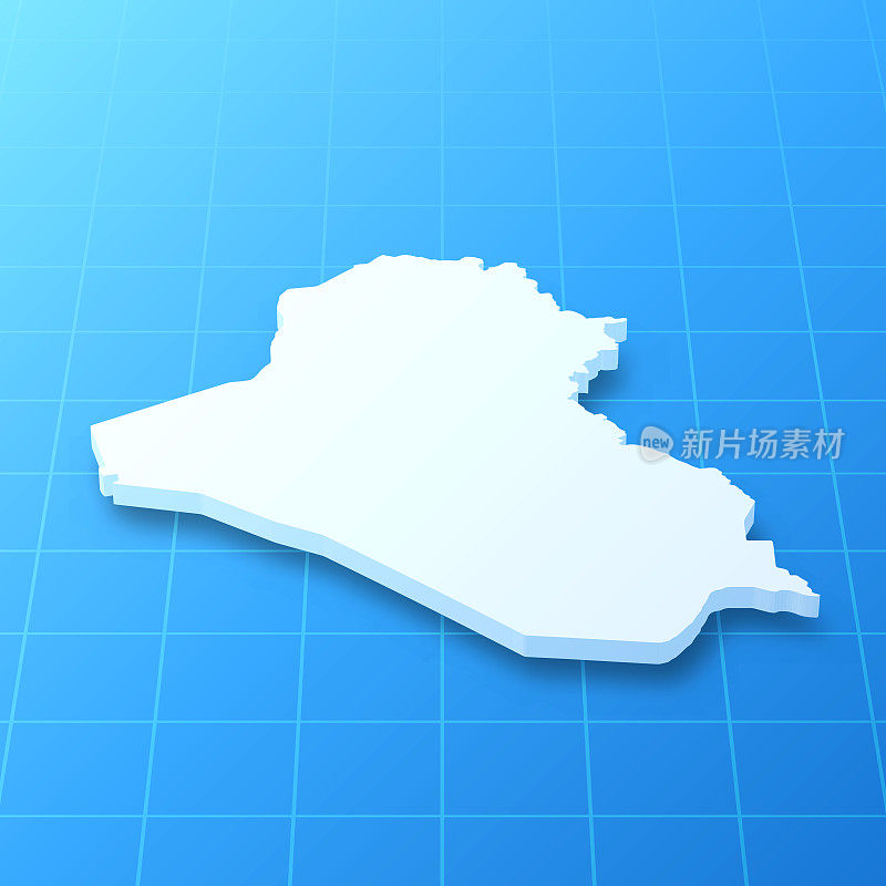 伊拉克3D地图上的蓝色背景