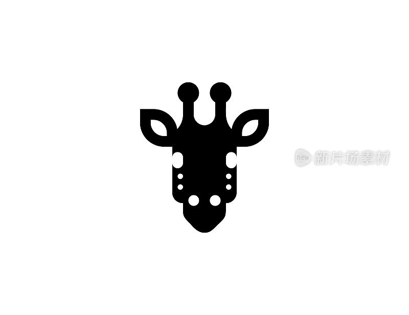 长颈鹿矢量图标。孤立长颈鹿脸，头部表情符号平
