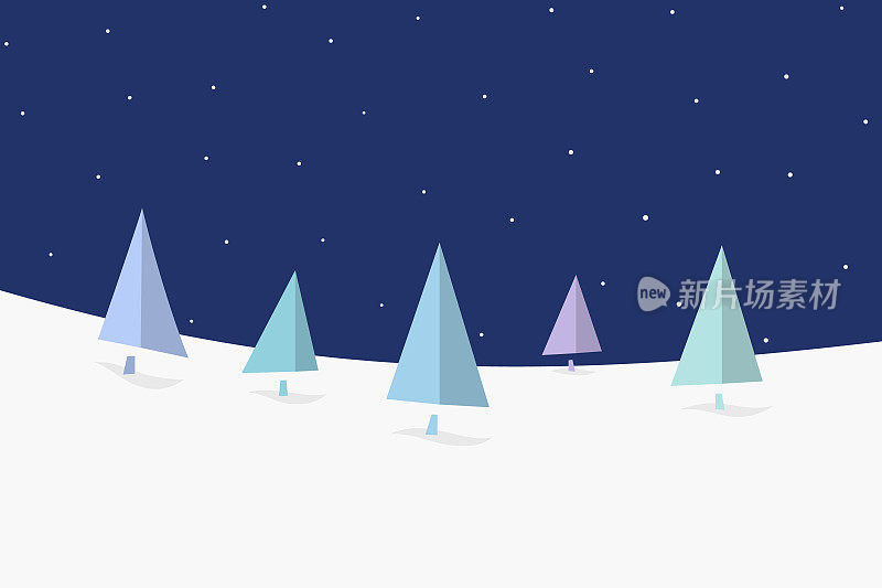 宁静的圣诞景象伴随着夜空和冷杉树。