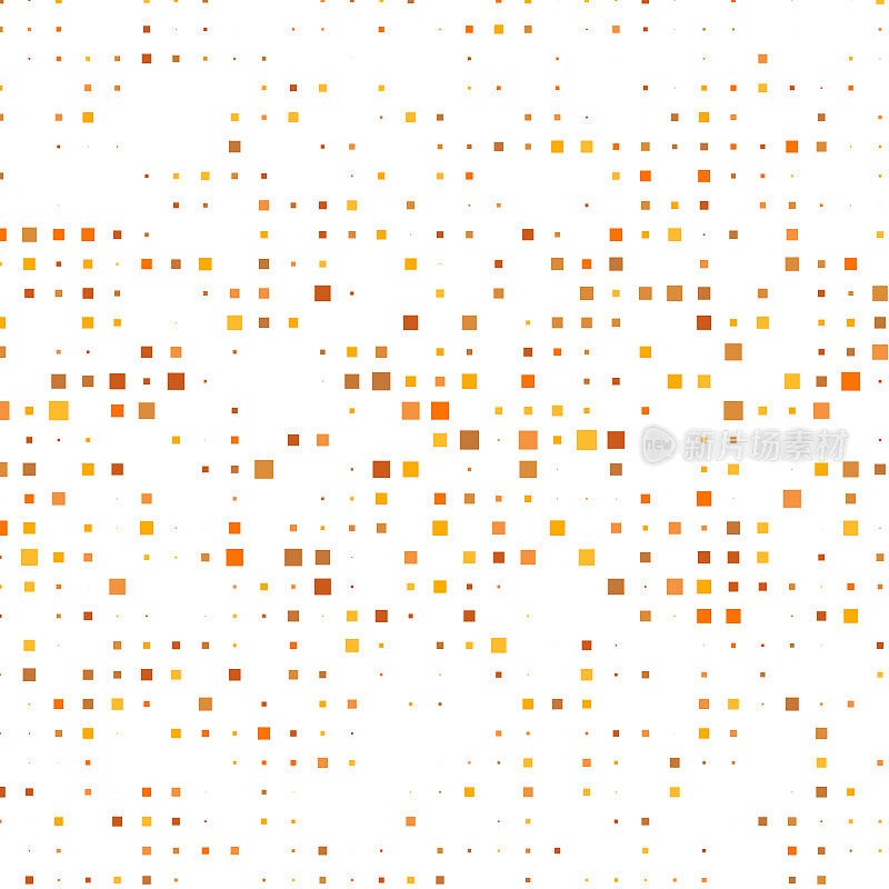 矩阵中不规则的正方形图案，橙色。随机大小