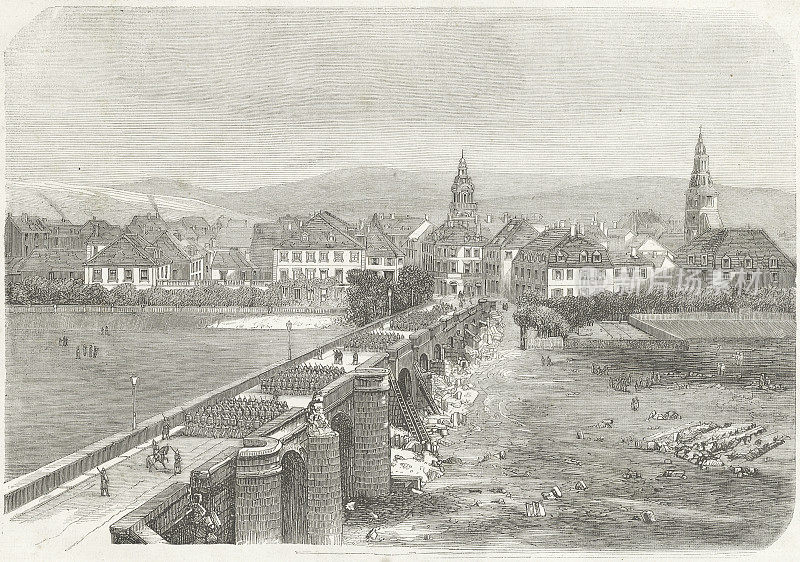 Saarbrücken，德国军队进入，1870年8月，法德战争