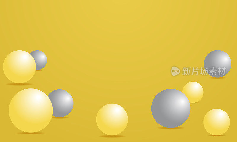 抽象的三维渲染与照亮黄色和最终灰色的球体组成