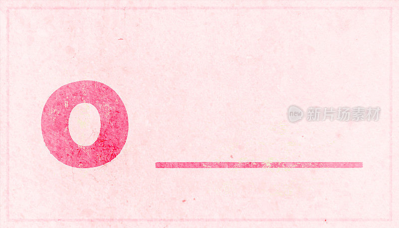 红色的大写字母或大写字母O后跟一个空白线或破折号在水平风化粉蜡笔浅粉色的垃圾墙纹理垃圾矢量背景