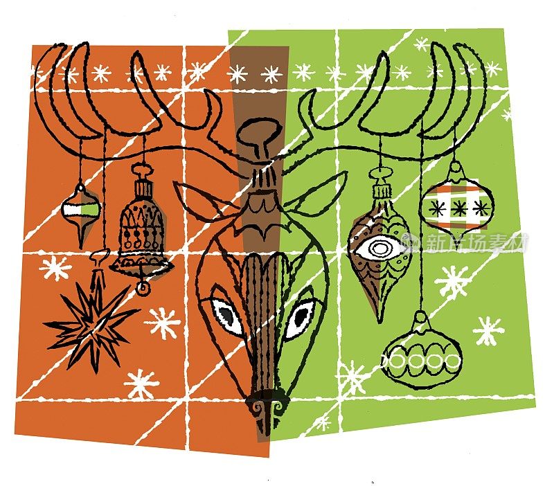 圣诞装饰品和驯鹿