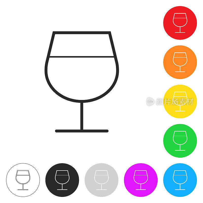 酒杯。按钮上不同颜色的平面图标