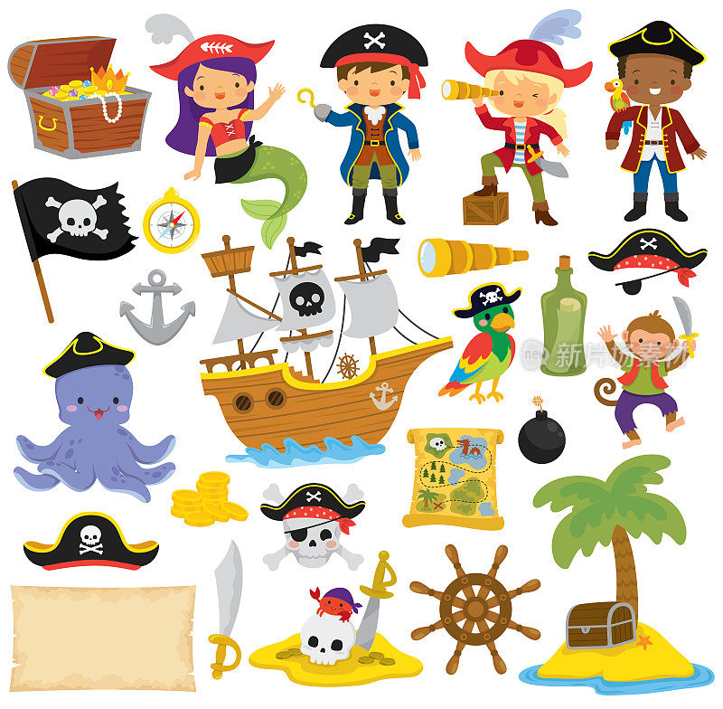 海盗剪贴画集-可爱的卡通
