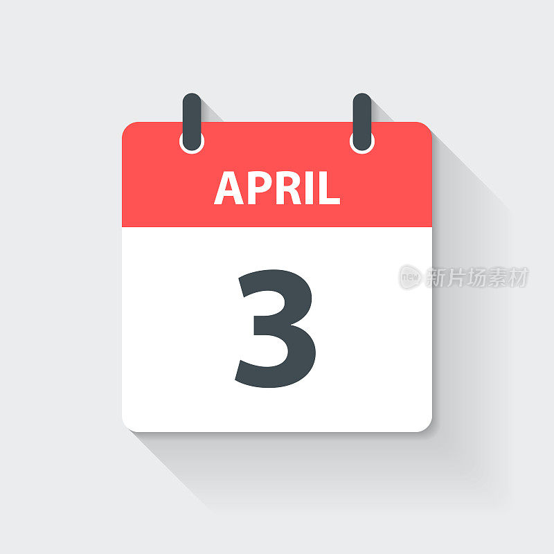 4月3日-每日日历图标在平设计风格