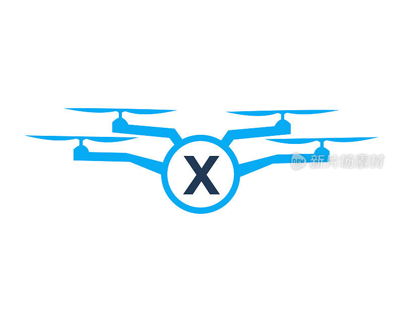 无人机标志设计上的字母X概念。摄影无人机矢量模板