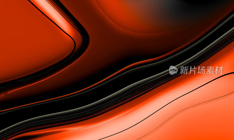 金属抽象波状液体背景。奢华红黑框架布局设计技术创新。