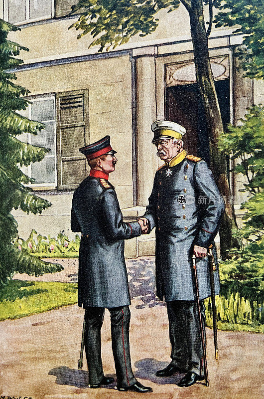 奥托・冯・俾斯麦和普鲁士的威廉二世在弗里德里希斯鲁