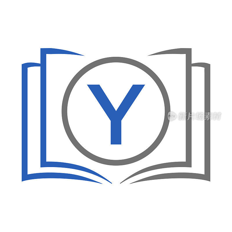 字母Y模板上的教育标志。开卷标志上的Y字母，最初的教育标志概念模板