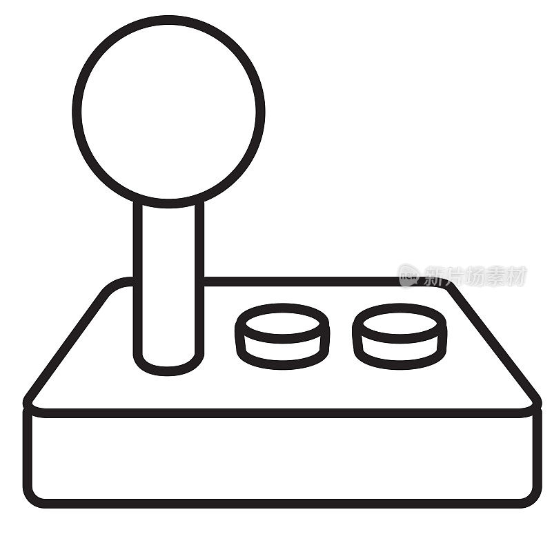 复古街机游戏操纵杆细线图标可编辑的stroke