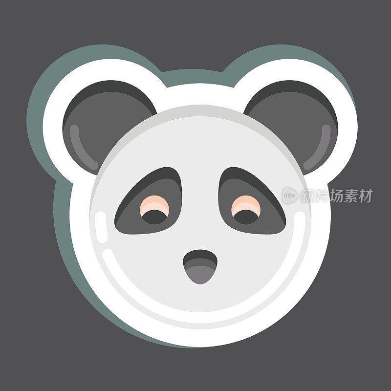 贴纸熊猫。与动物头部符号有关。简单的设计可编辑。简单的说明。可爱。教育