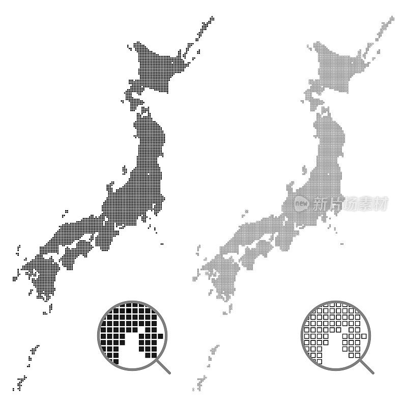 一组用圆点绘制的日本地图