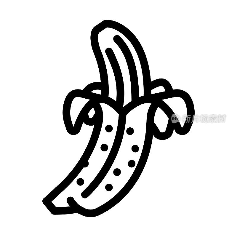 香蕉剥皮线图标矢量插图