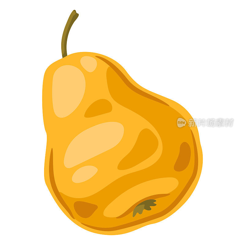 黄色梨的插图。成熟水果的装饰形象。