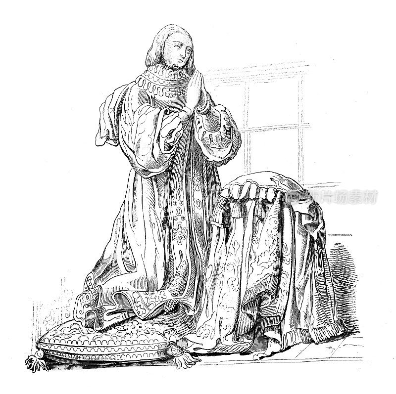 古董插图:艺术，吉尔德Siloé，阿方索葬礼纪念碑，15世纪