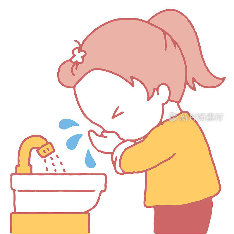 一个女孩洗脸的剪贴画