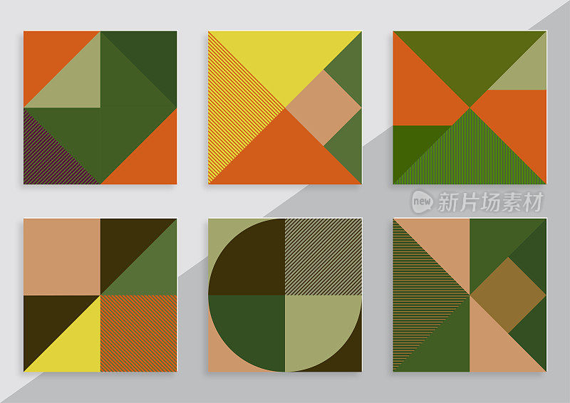 向量集合颜色几何极简主义图案卡适用于封面凭证海报传单和旗帜，平面设计，抽象背景
