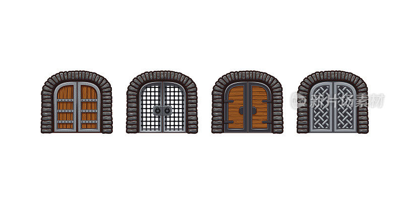 中世纪的木门，紧闭的游戏大门