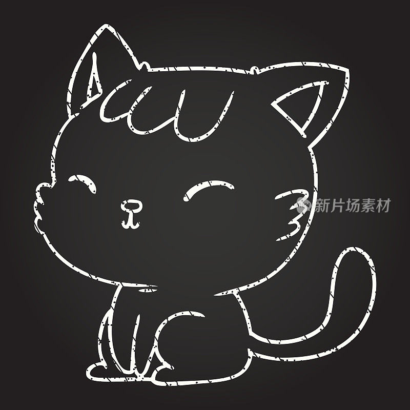 快乐猫粉笔画
