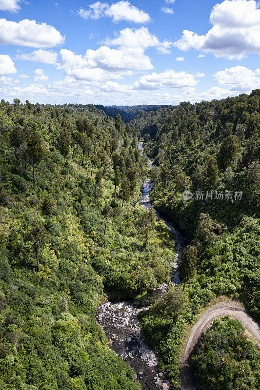 这条河蜿蜒穿过新西兰北岛的乡村景观