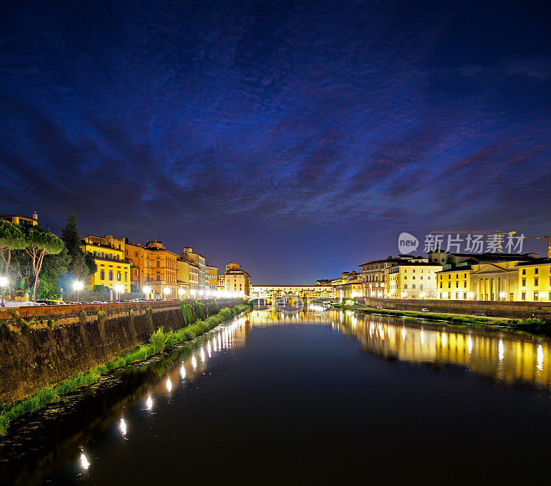 黄昏的韦奇奥桥，佛罗伦萨