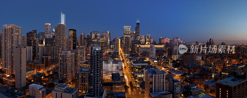 芝加哥广角空中全景图