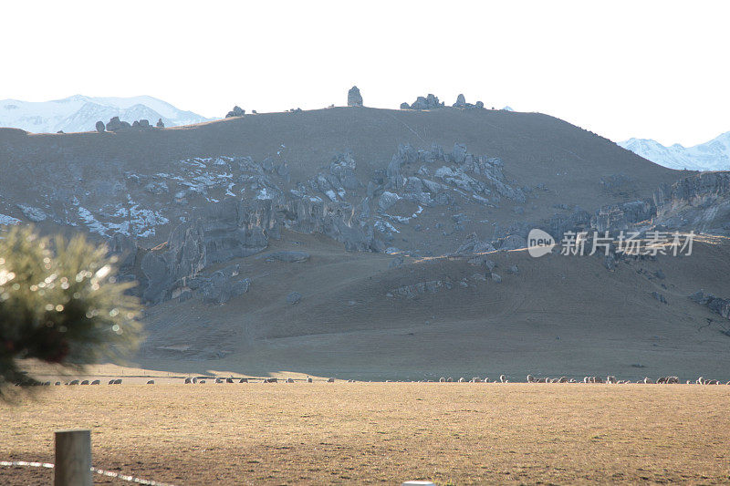 新西兰南岛城堡山冬季景色