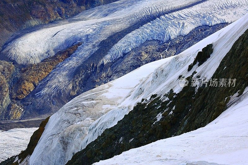 戈纳冰川裂缝近模式抽象背景，瑞士阿尔卑斯山