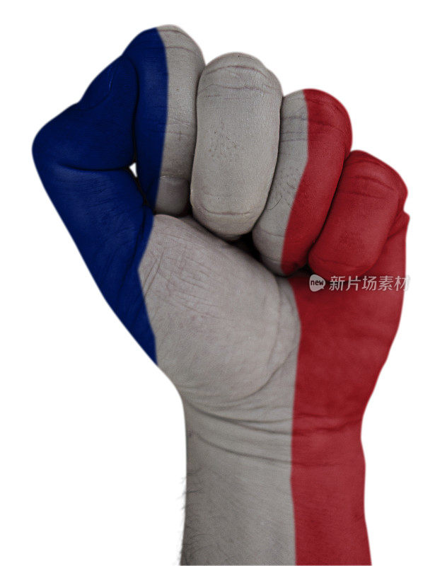 用法国国旗握拳