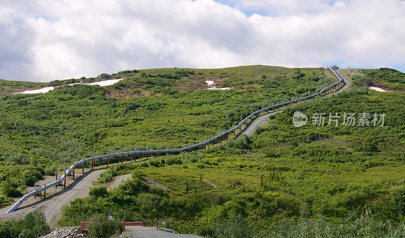 春季横贯阿拉斯加管道上山