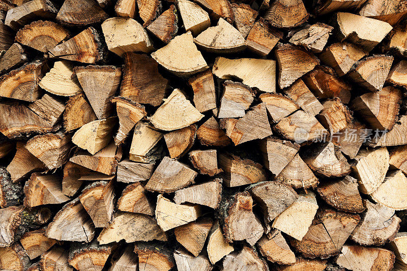 准备过冬的一大堆木头