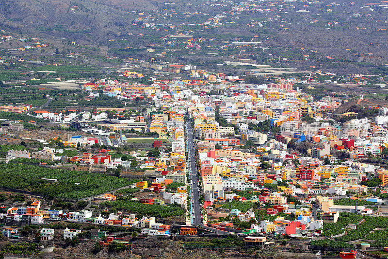 城市洛斯拉诺斯，拉帕尔马，加那利岛，西班牙，鸟瞰图