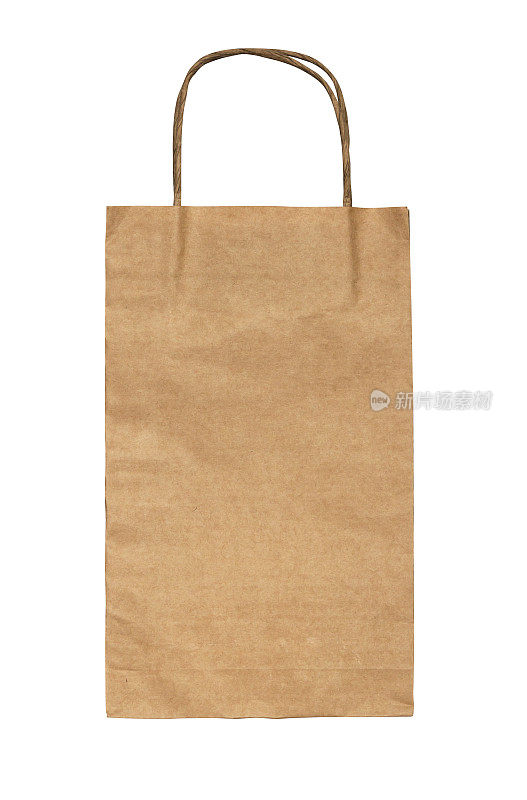 棕色纸袋孤立在白色背景，拷贝空间