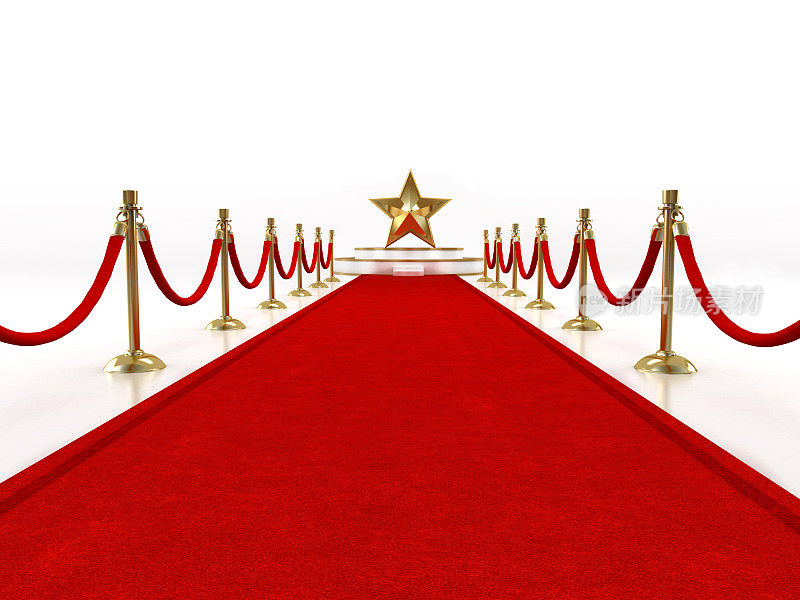 红地毯上有一个星星形状的舞台