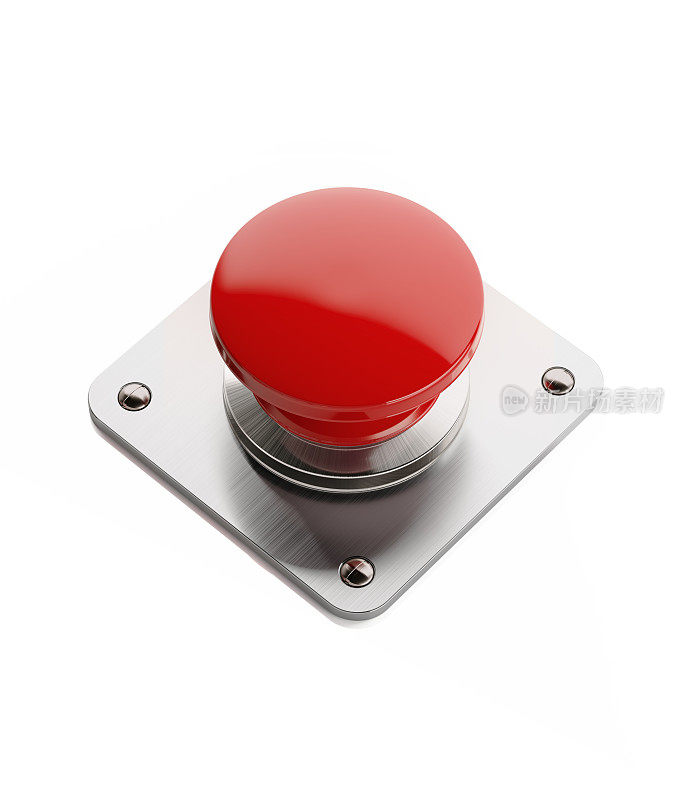 红色开和关按钮隔离在白色背景