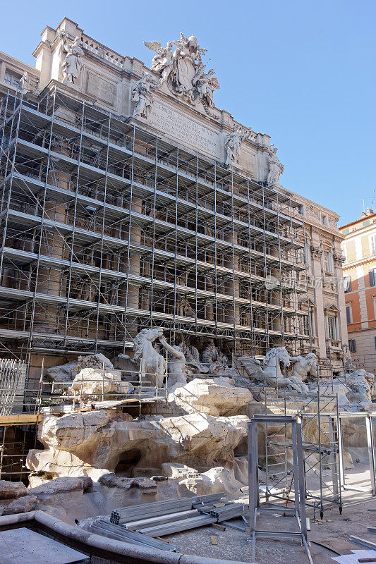 意大利罗马正在修复的特莱维喷泉