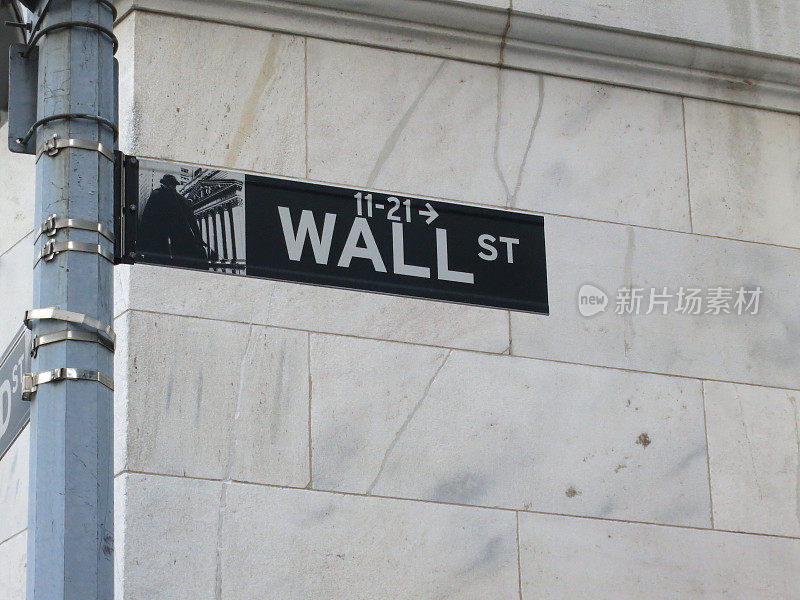 华尔街股票市场交易街路牌